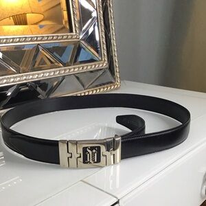 Unisex Vintage Gianni Versace Black Leather Belt